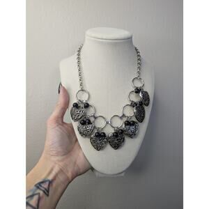 Vintage Heart Charm Choker Necklace